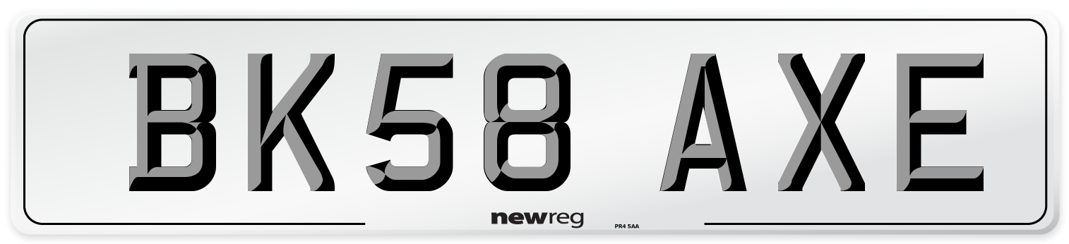 BK58 AXE Number Plate from New Reg